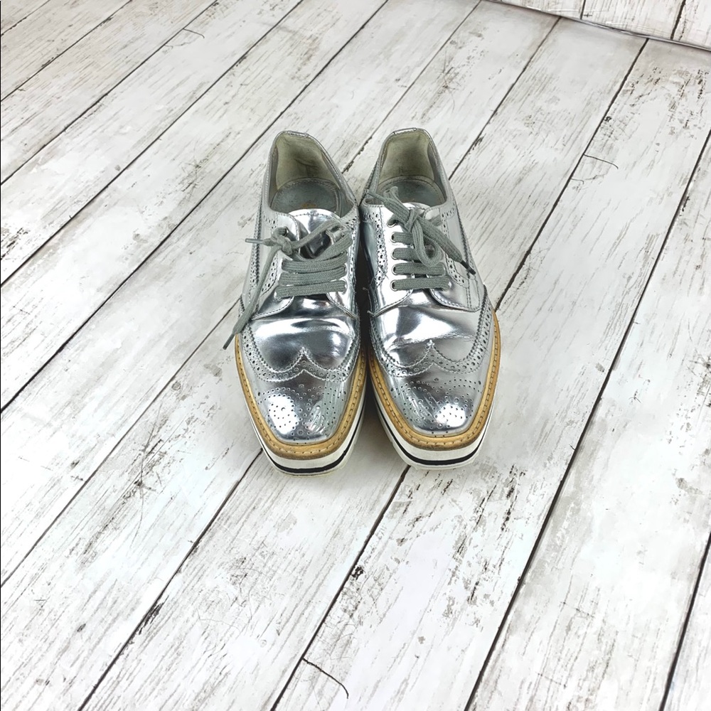 PRADA metallic platform Oxford size 35 - Picture 2 of 9